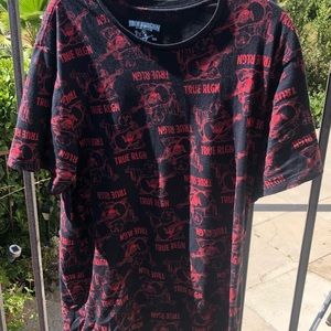 True Religion Red Black Buddha Guitar Shirt XL